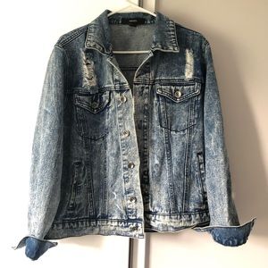Forever 21 washed blue ripped denim jacket